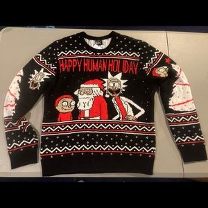 NWT SMALL Rick and Morty Happy Human Holiday Ugly Christmas Sweater
